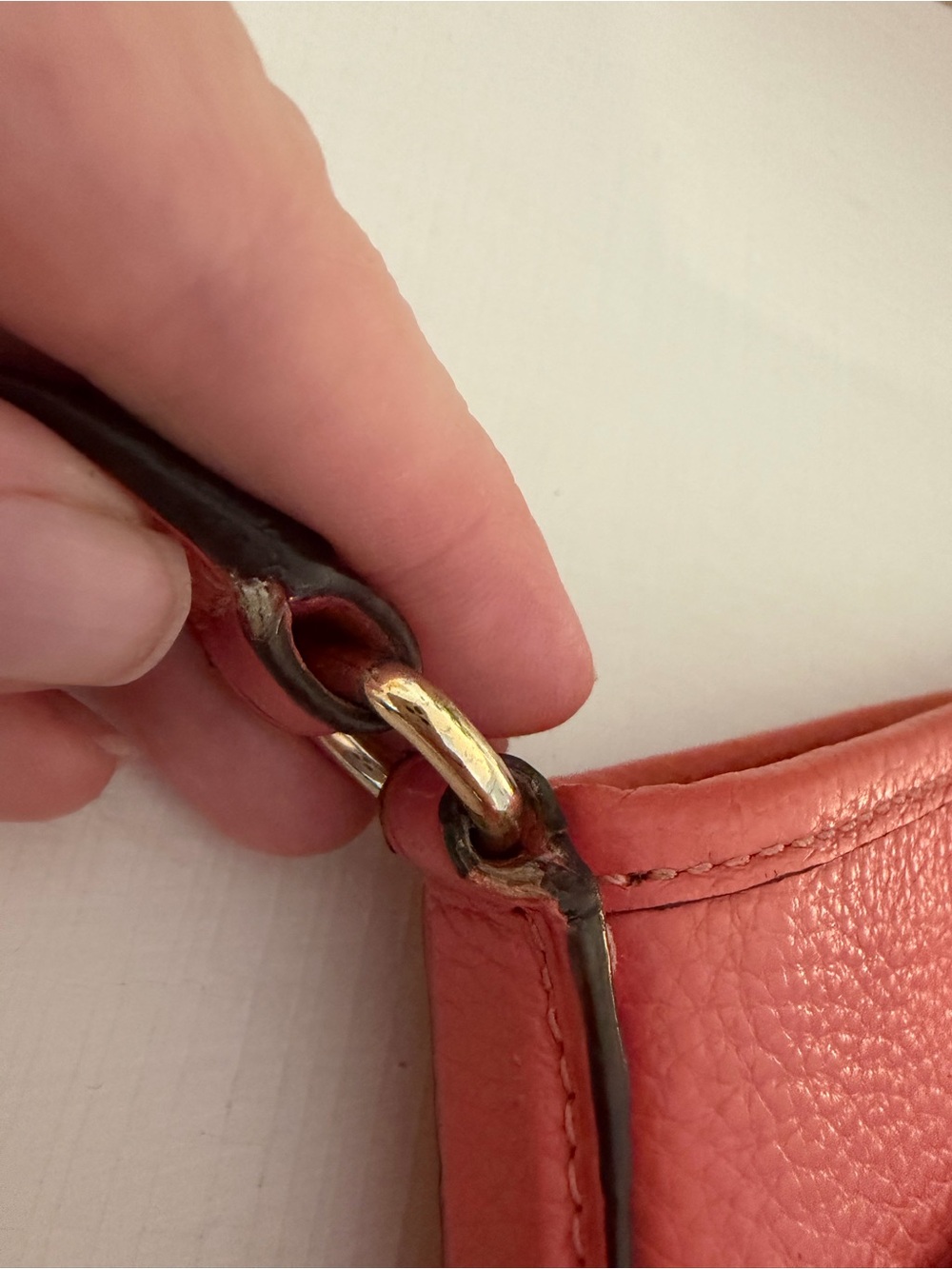COACH Coral Bright Pink Perforated Logo Pebble Leather Crossbody style 91167 - Picture 13 of 15